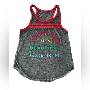 Zoe + Liv Rainbow Racerback Tank Top Size Large Gray Together is a Beautiful